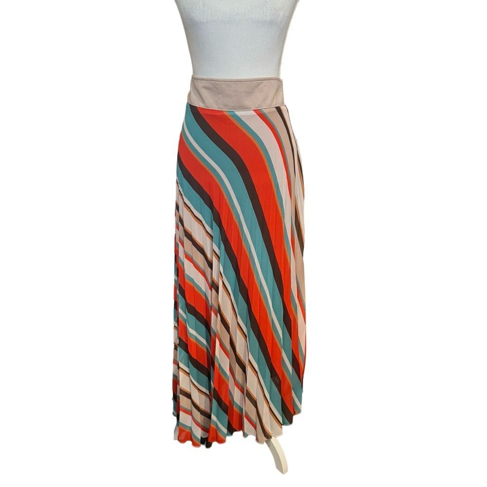 NWT ONS Line Style Pleated BOHO Striped Maxi Skirt. Size 18